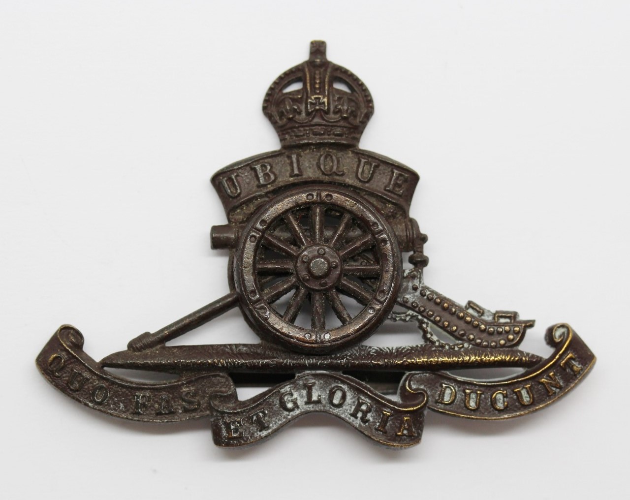 Royal Artillery Officer's Service Dress Cap Badge - King's Crown