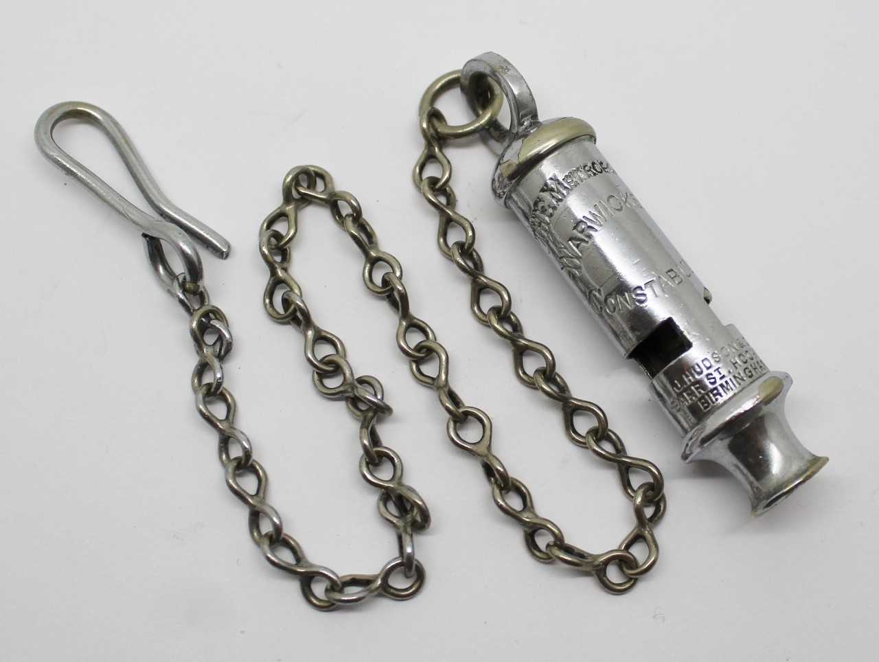 Warwickshire Constabulary 'The Metropolitan' Patent Police Whistle & Chain