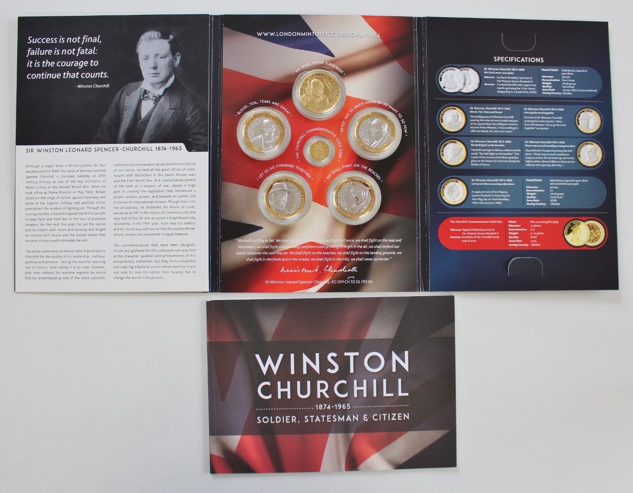 Sir Winston Churchill Commemorative Coin set Including 24ct Gold Proof Coin