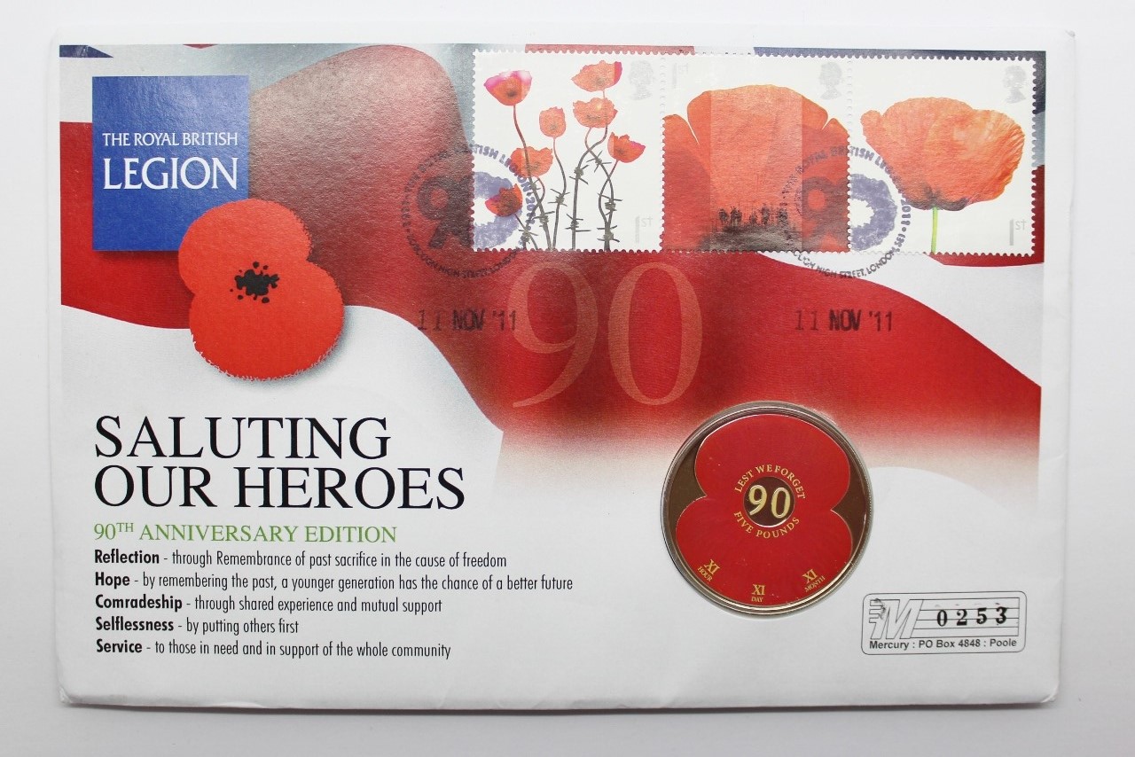 2011 Bailiwick of Jersey Royal British Legion 90th Anniversary Commemorative Coin Cover - Saluting Our Heroes