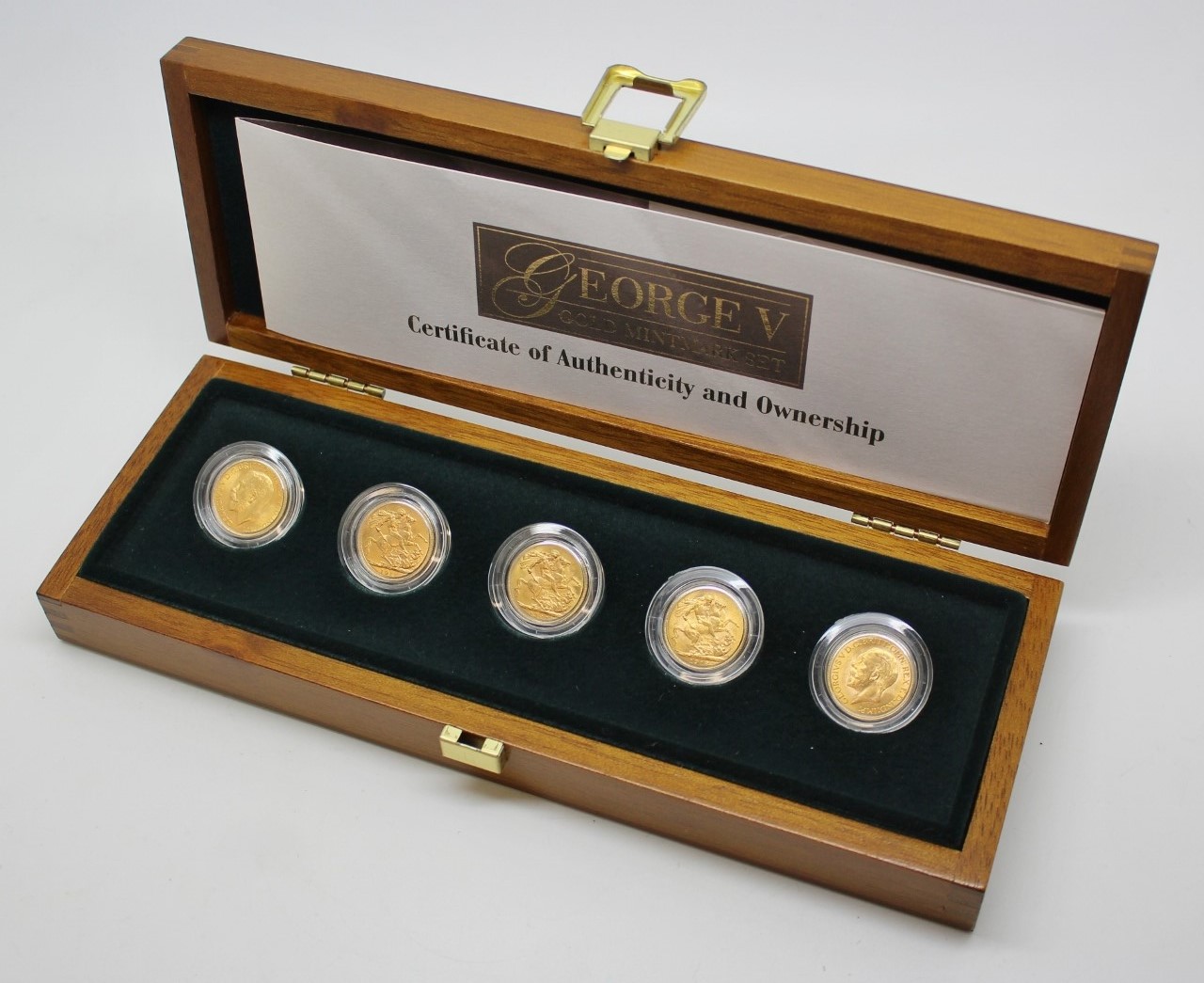 Royal Mint George V Gold Mintmark Coin Set ( 5 Full Sovereigns)