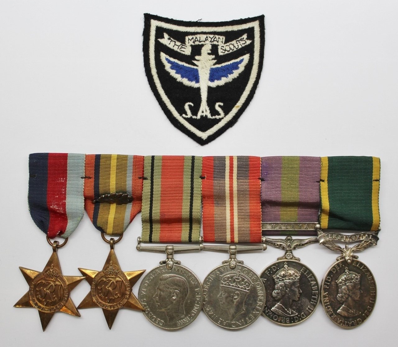 Scarce WW2 Japanese Prisoner of War, GSM (Clasp - Malaya) and Territorial Efficiency Medal Group of Six - Tpr. K. Aitken, Malayan Scouts (S.A.S.)