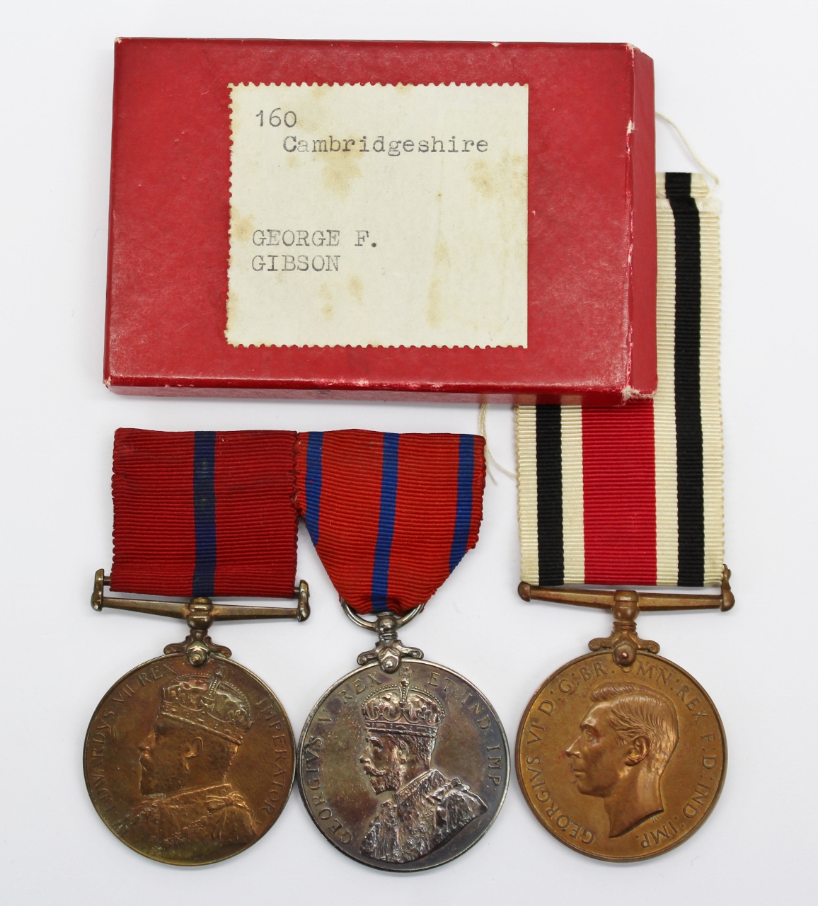 City of London Police 1902 and 1911 Coronations Medal Pair & George VI Special Constabulary Long Service Medal - George F. Gibson, City of London Police & Cambridgeshire Special Constabulary