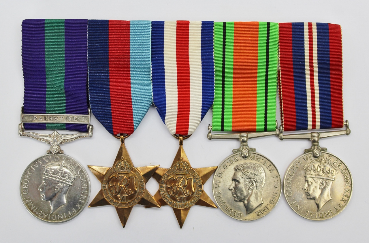 General Service Medal (Clasp - Palestine) and WW2 Medal Group of Five - Pte. A. Campbell, Border Regiment