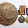 WW1 British War Medal, Victory Medal & Memorial Plaque - Pte. H. Sykes, 8th Bn. North Staffordshire Regiment - K.I.A. 