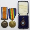 WW1 British War & Victory Medal Pair with Air Ministry Athletic Association Medallion - 2nd Lieut. E.L.M. Emtage, Royal Flying Corps