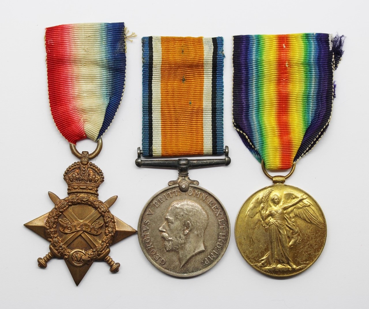 WW1 1914-15 Star, British War & Victory Medal Trio - Pte. J.W.R. Richardson, 21st (4th Public School) Bn. Royal Fusiliers