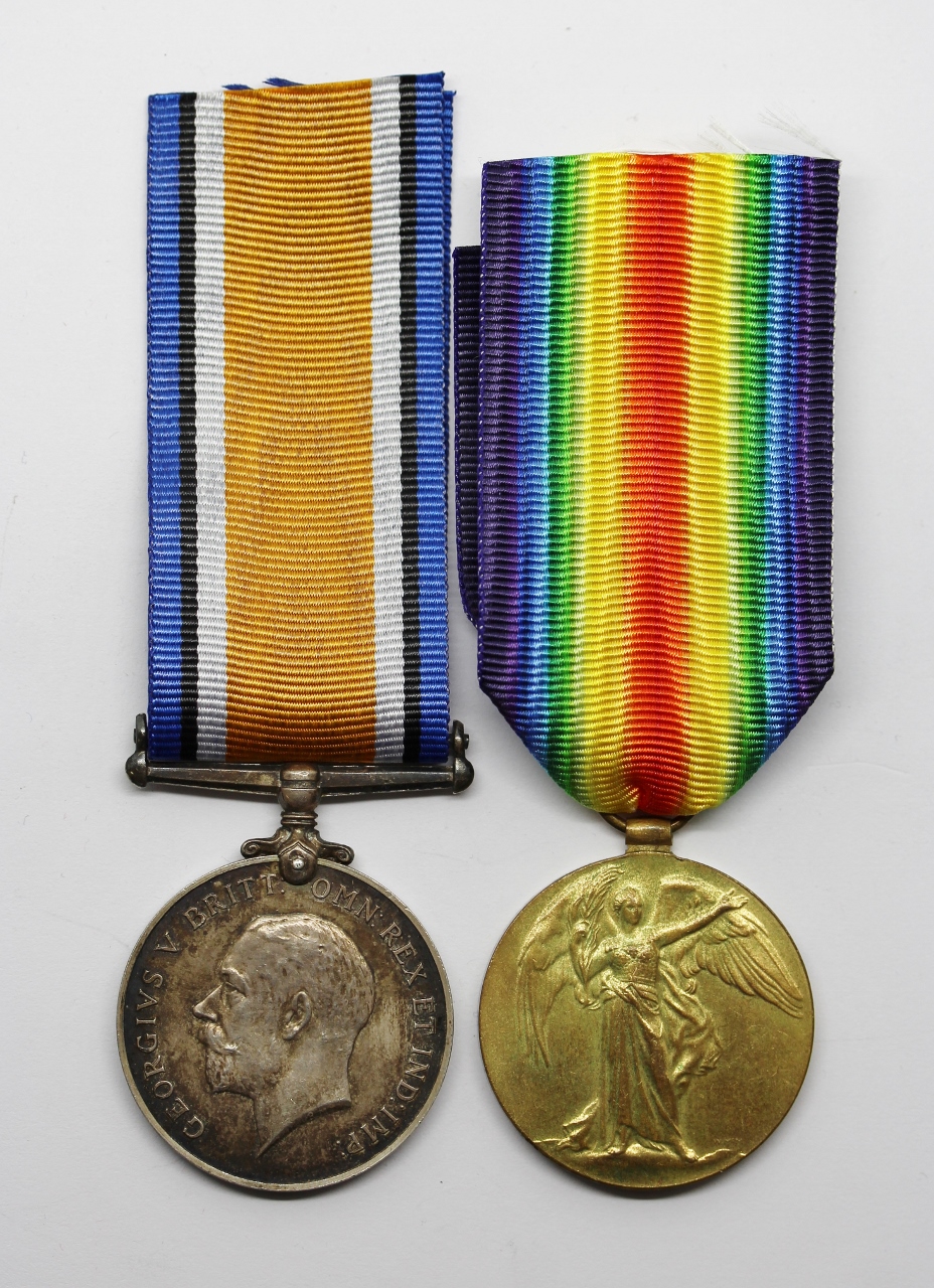 WW1 British War & Victory Medal Pair - Pte. C. York, 26th (Bankers) Bn. Royal Fusiliers - K.I.A.