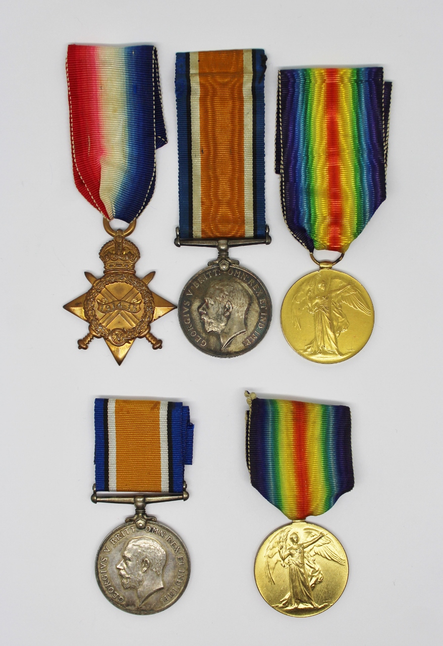 WW1 1914-15 Star, British War & Victory Medal Casualty Group with 2 Brothers Single Medals - Pte. J. Whitehead, 19th (4th City Pals) Bn. Manchester Regiment - K.I.A.