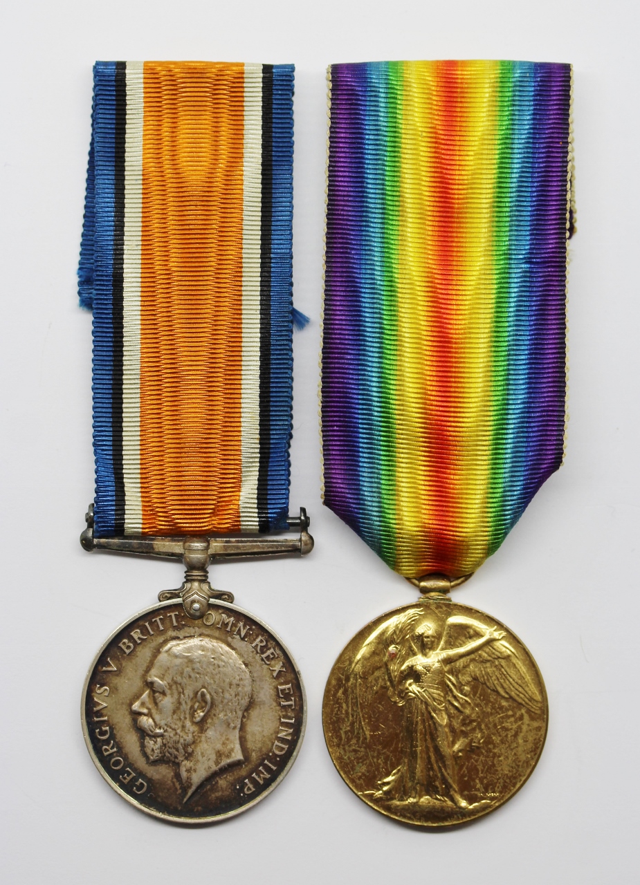 WW1 Prisoner of War British War & Victory Medal Pair - Pte. D.J. York, Machine Gun Corps - Wounded