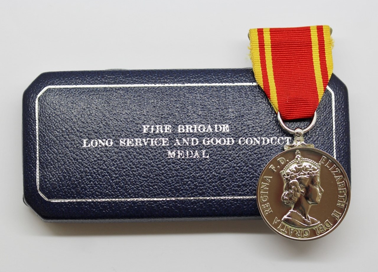 ERII Fire Brigade Long Service & Good Conduct Medal - Fireman Dennis Barker