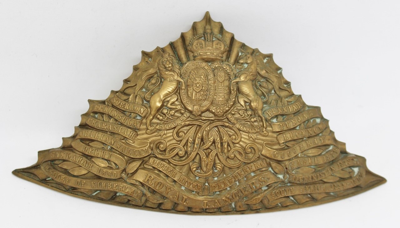 Edwardian 9th (Queen's Royal) Lancers Czapka Plate