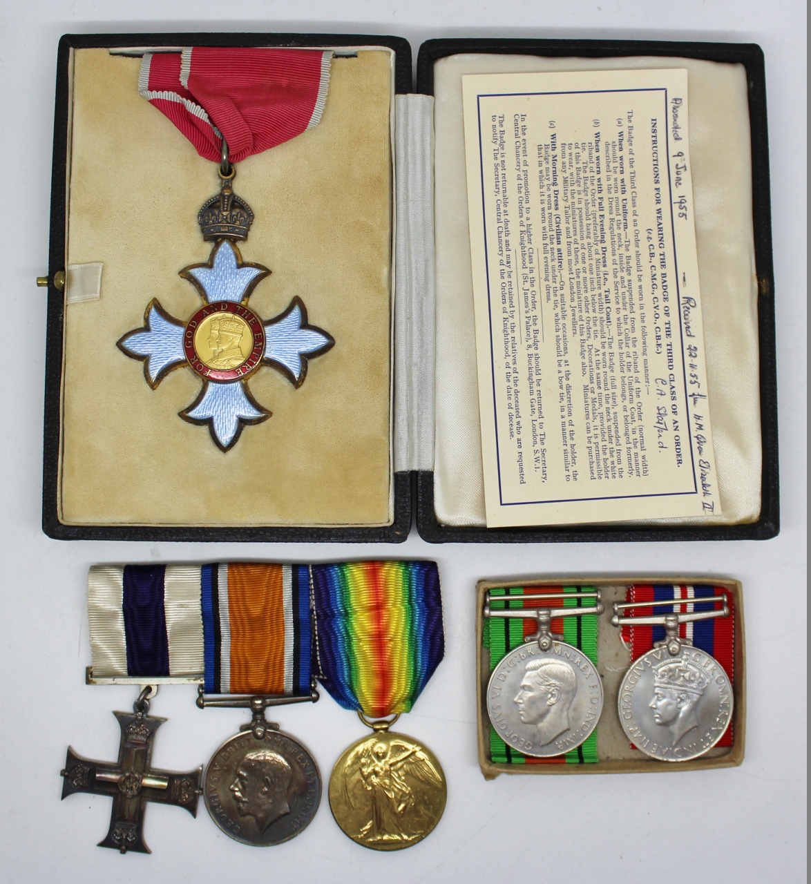 C.B.E. (Civil), Military Cross, WW1 and WW2 Medal Group of Six - Lieut. C.A. Slatford, Royal Garrison Artillery