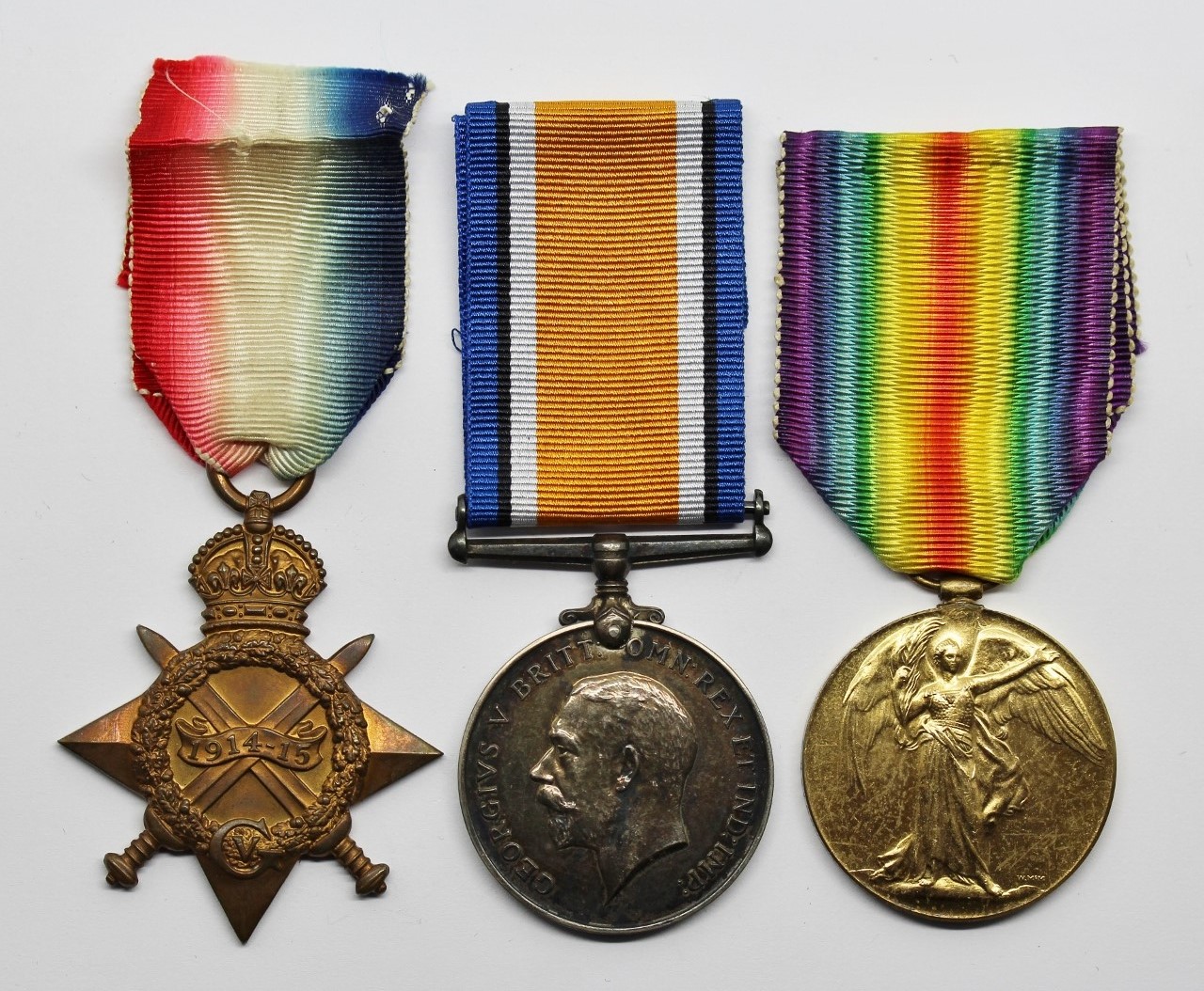 WW1 1914-15 Star, British War & Victory Medal Trio - Pte. W.H. McLonghlin, 22nd (Kensington) Bn. Royal Fusiliers
