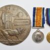 WW1 British War Medal, Victory Medal and Memorial Plaque - L.Cpl. R. White, 1st Bn. King's Own (Royal Lancaster) Regiment - K.I.A.