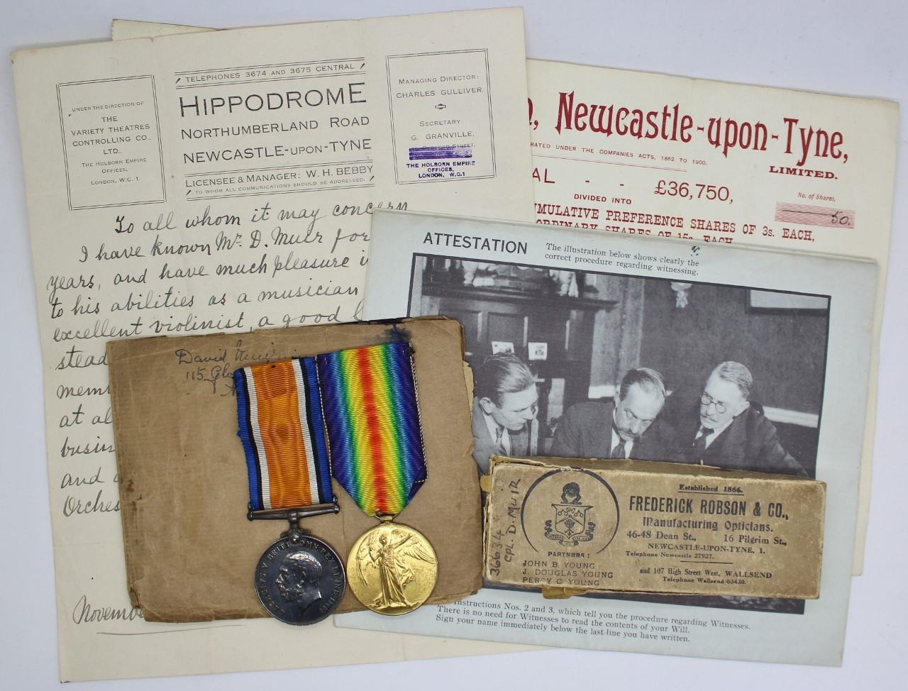 WW1 British War & Victory Medal Pair - Cpl. D. Muir, Lincolnshire Regiment