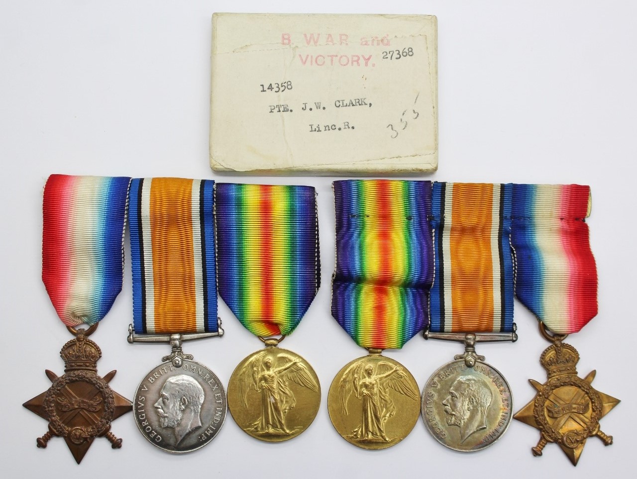 WW1 Casualty Medal Group to Clark Brothers - Lincolnshire Regiment