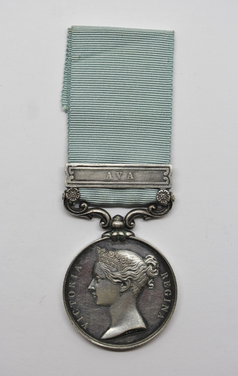 Army of India Medal (Clasp - Ava) - Lieut. W. Rutherford, 28th Native Infantry, Indian Army (accompanied John Crawfurd’s mission to Siam and Cochin-China 1821-23)