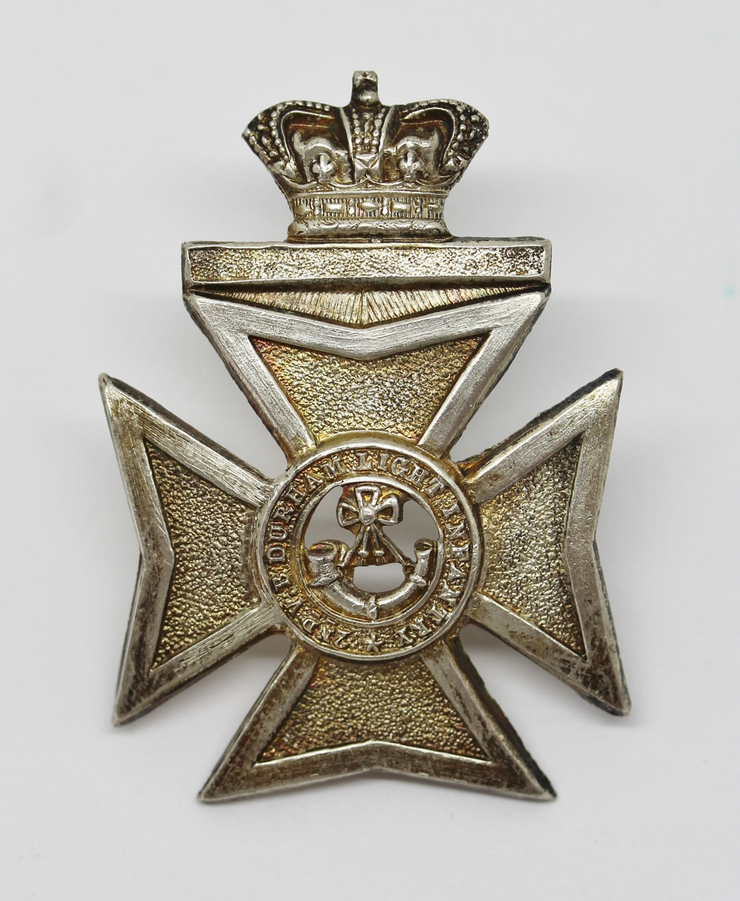 Victorian 2nd Volunteer Bn. Durham Light Infantry Warrant Officer's Silver Plated Cap Badge