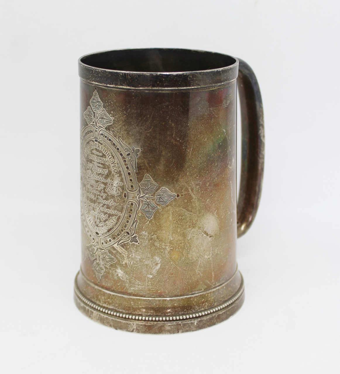 1st West Yorkshire Yeomanry Cavalry 1878 Hallmarked Silver Tankard for the Best Horse in 'D' Troop, 1st Prize, 1884