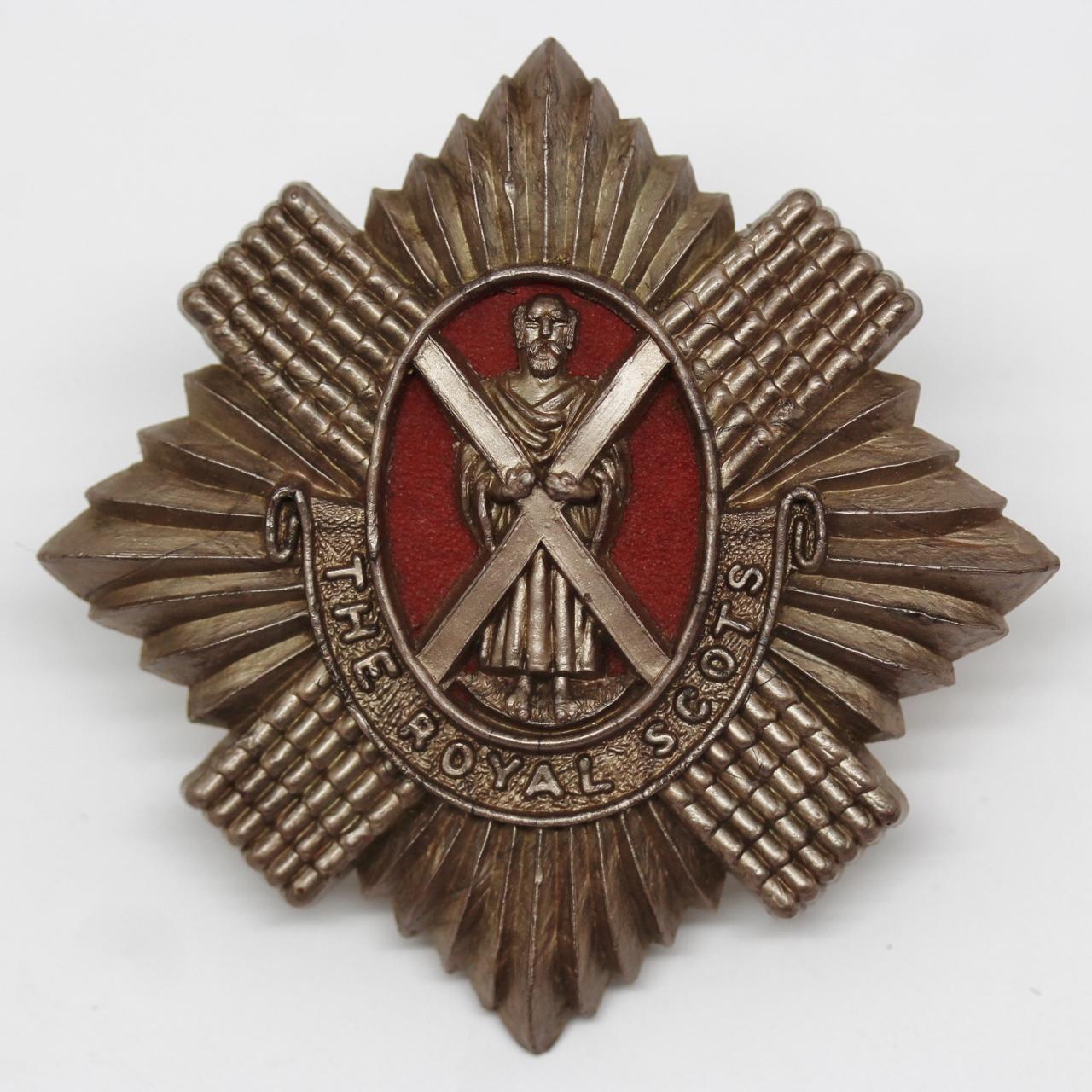 Royal Scots WW2 Plastic Economy Cap Badge