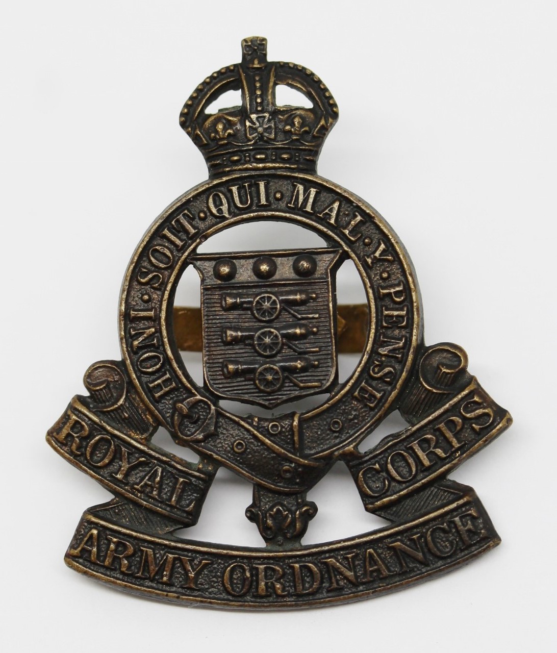 Royal Army Ordnance Corps (R.A.O.C.) Officer's Service Dress Cap Badge - King's Crown