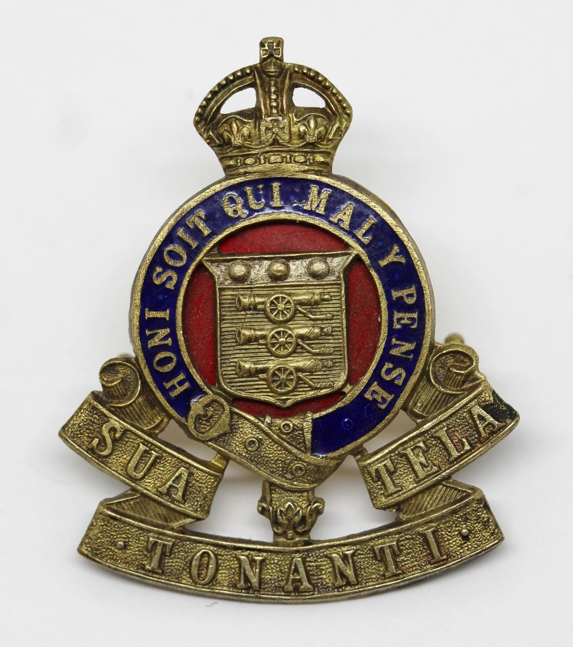 Royal Army Ordnance Corps (R.A.O.C.) Officer's Dress Gilt & Enamel Cap Badge (Sua Tonanti Tela) - King's Crown
