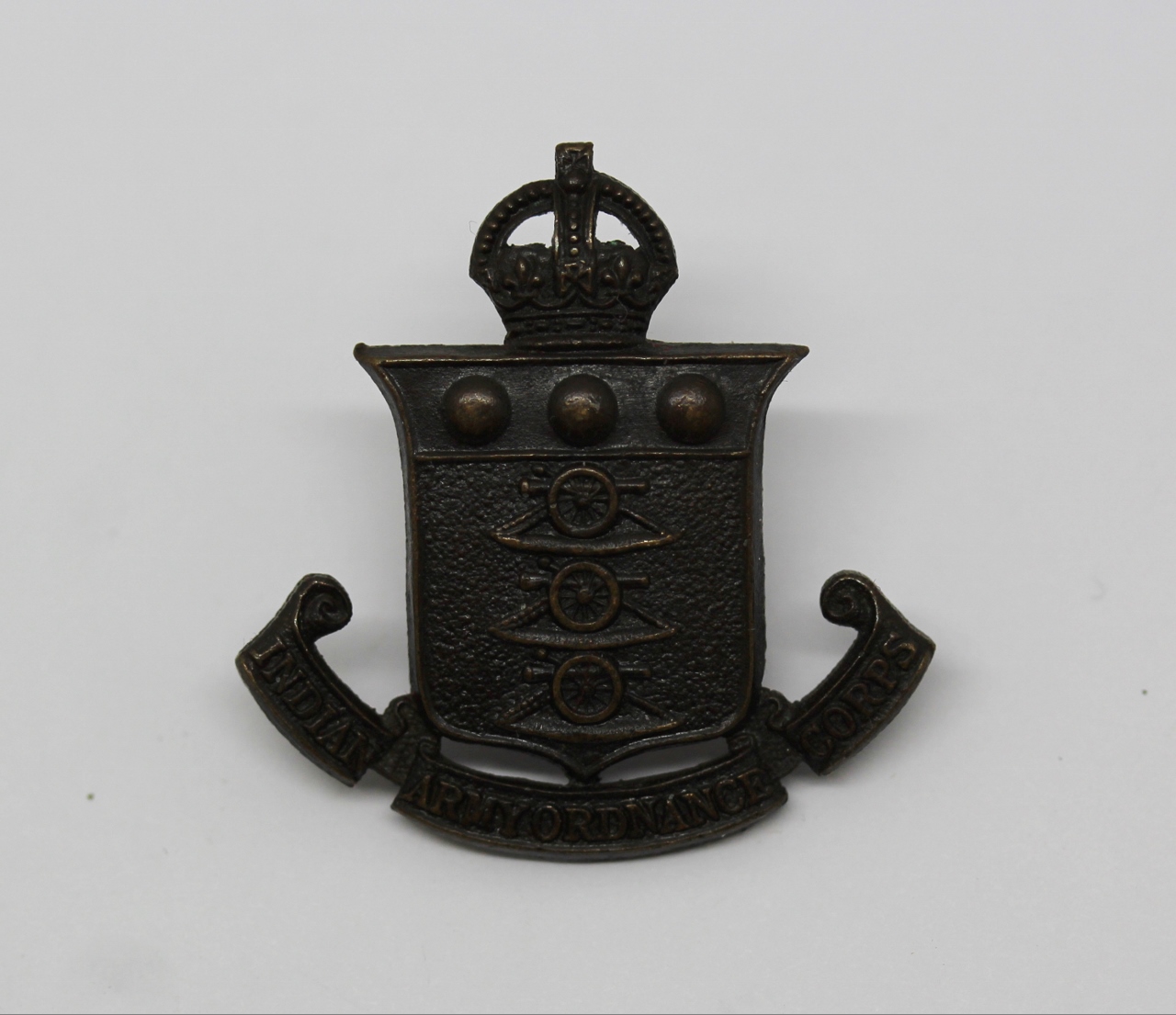 Indian Army Ordnance Corps Officer's Service Dress Collar Badge - King's Crown