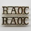 Pair of Royal Army Ordnance Corps (R.A.O.C.) Anodised (Staybrite) Shoulder Titles