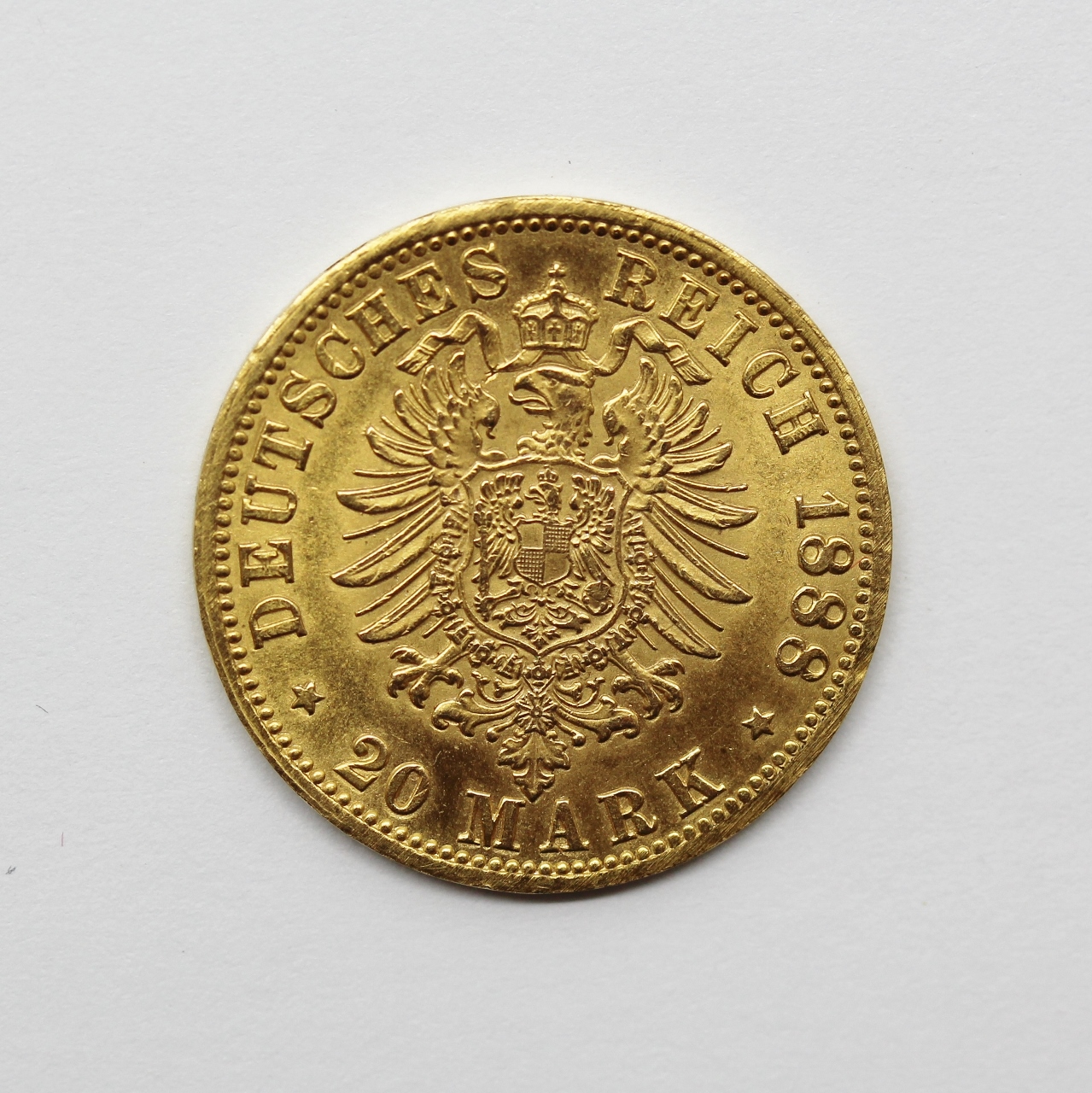 1888A German Prussian Friedrich III 900 Gold 20 Mark Coin