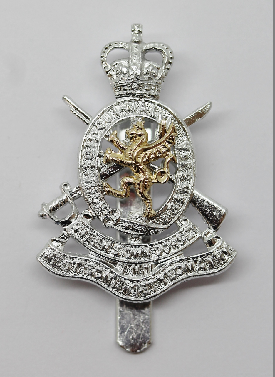 Queen's Own Dorset & West Somerset Yeomanry Anodised (Staybrite) Cap Badge - Queen's Crown