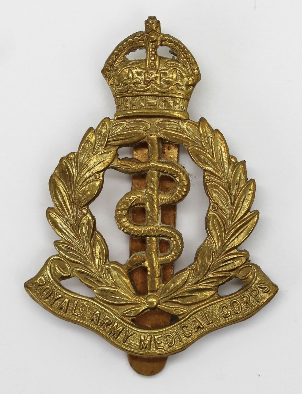 Royal Army Medical Corps (R.A.M.C.) Brass Cap Badge - King's Crown