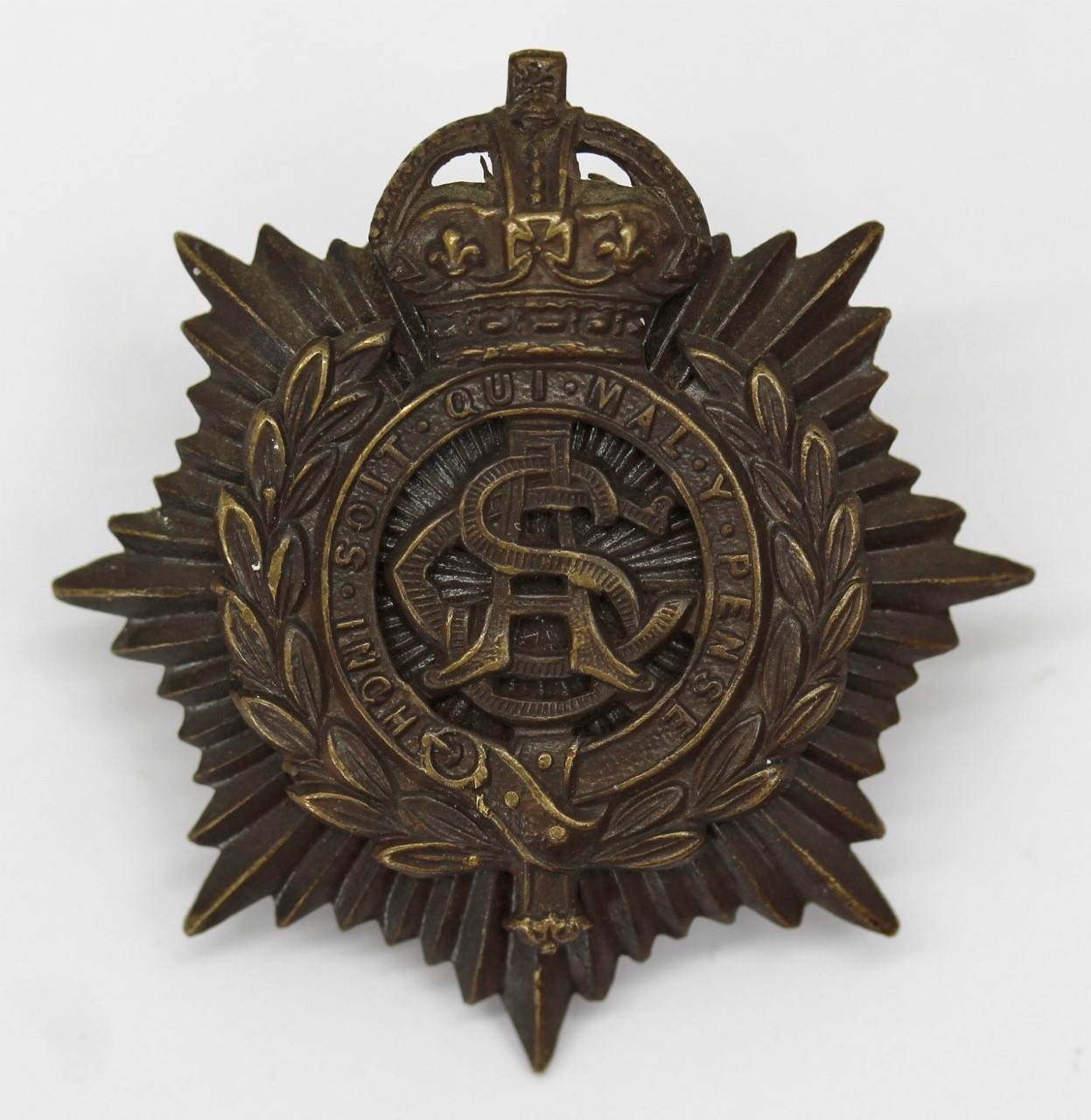 Army Service Corps (A.S.C.) Officer's Service Dress Cap Badge - King's Crown