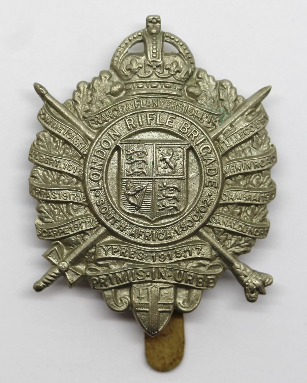 5th City of London Bn. (London Rifle Brigade) London Regiment Cap Badge - King's Crown