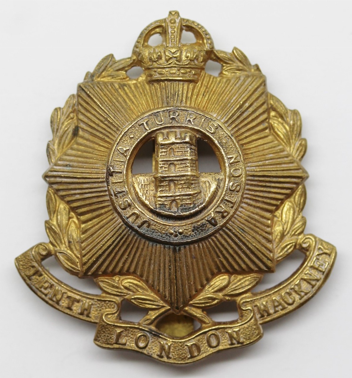 10th County of London Bn. (Hackney Rifles) London Regiment Cap Badge - King's Crown
