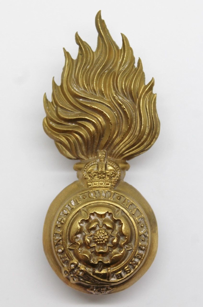 Royal Fusiliers Fur Cap Grenade Badge - King's Crown