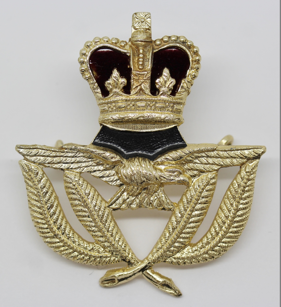 Royal Air Force (R.A.F.) Warrant Officer's Anodosed (Staybrite) Cap Badge - Queen's Crown
