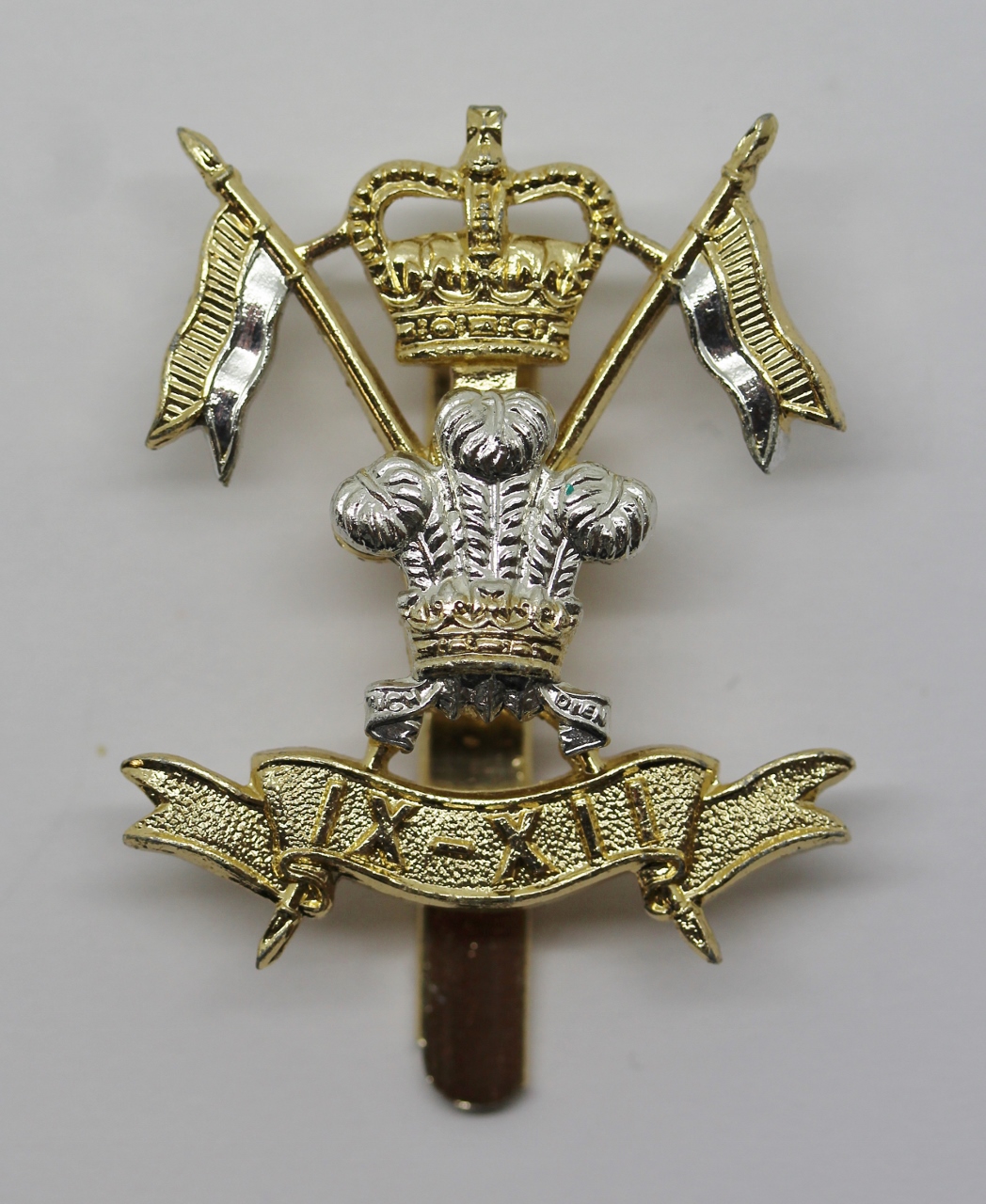 9th/12th Royal Lancers Anodised (Staybrite) Cap Badge