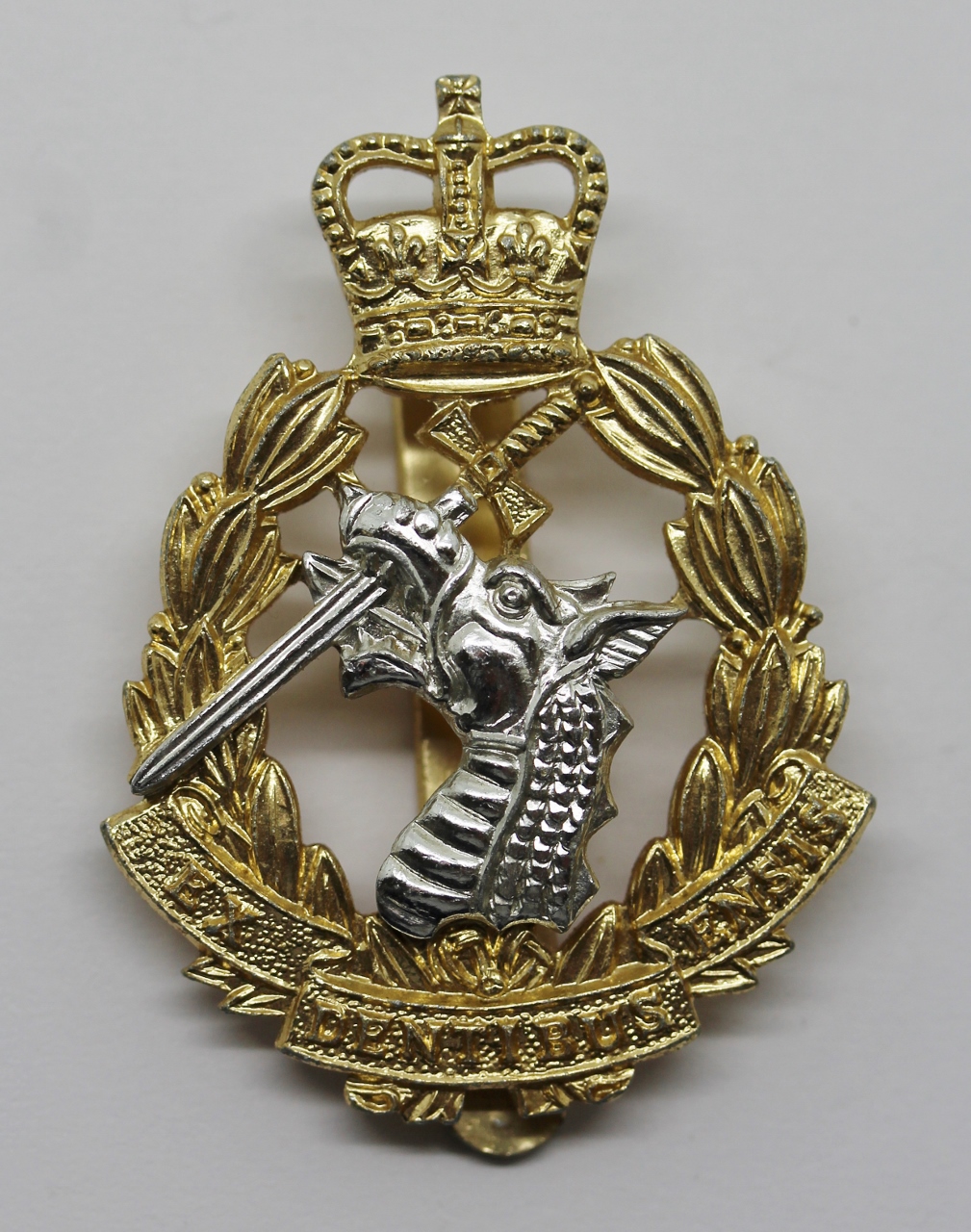 Royal Army Dental Corps (R.A.D.C.) Anodised (Staybrite) Cap Badge - Queen's Crown