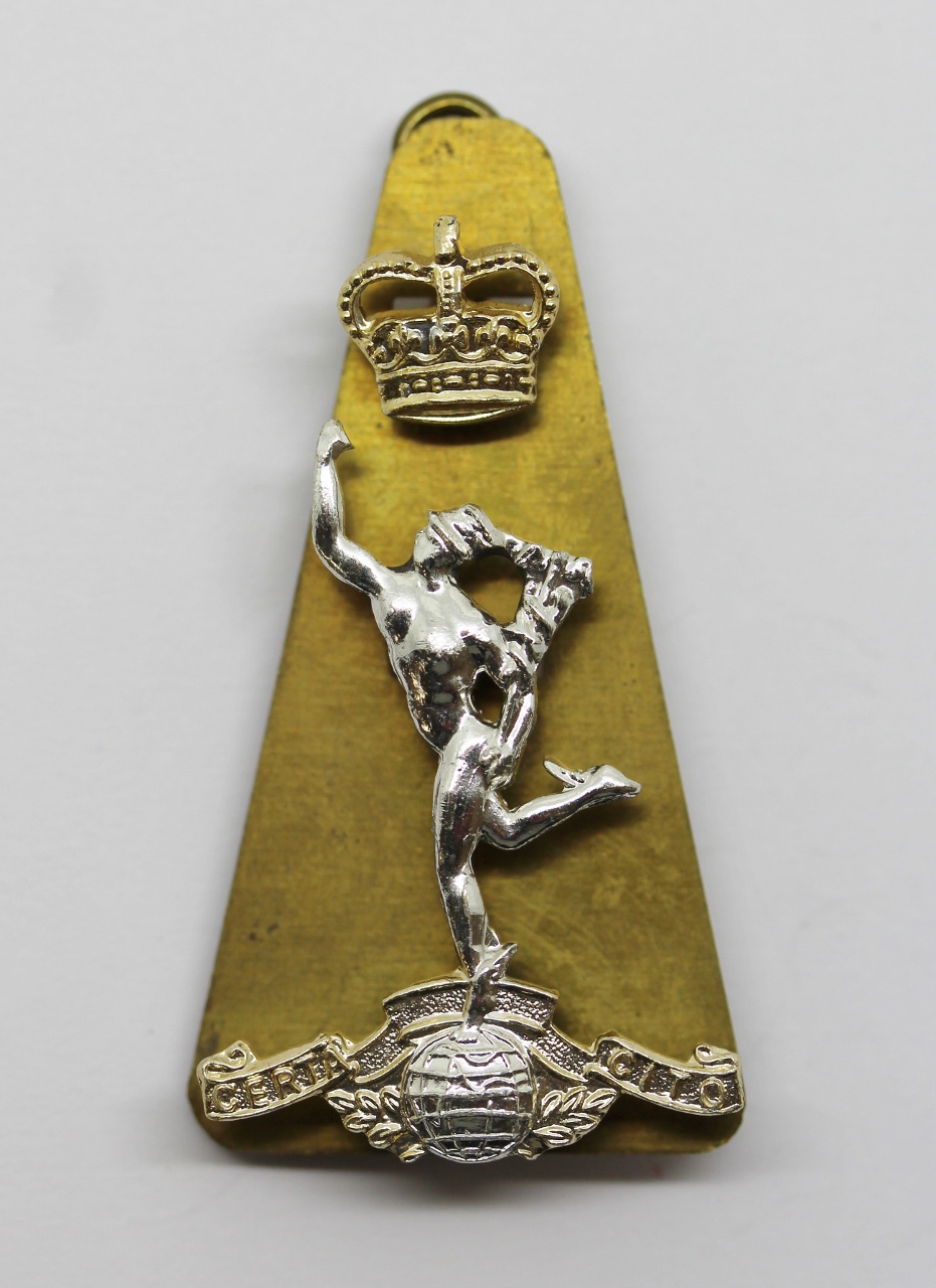 Royal Corps of Signals Anodised (Staybrite) Cap Badge - Queen's Crown