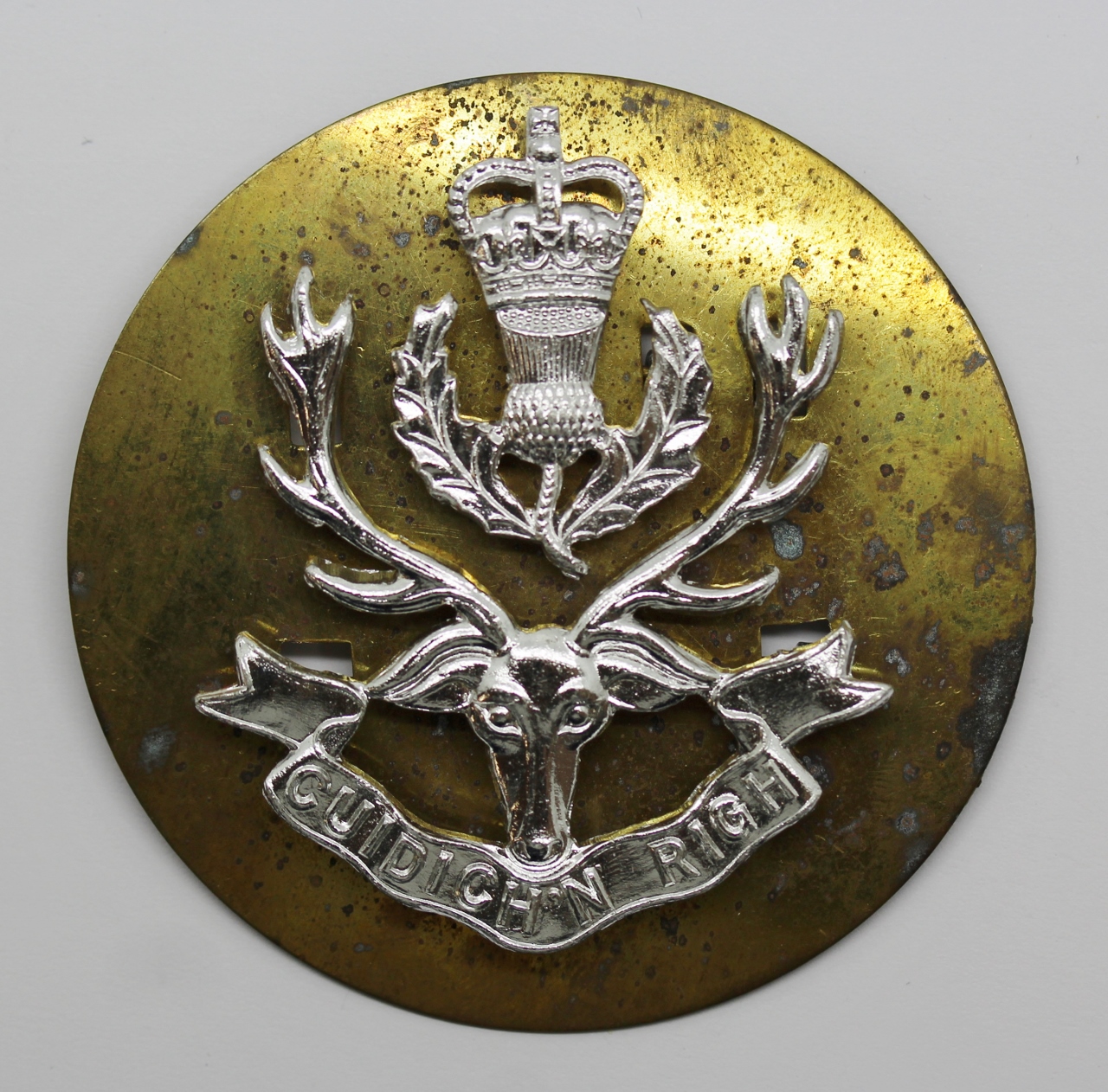 Queen's Own Highlanders Anodised (Staybrite) Cap Badge