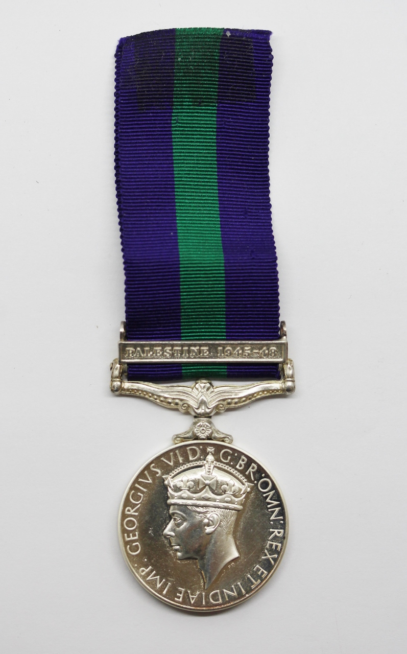 General Service Medal (Clasp - Palestine 1945-48) - Gnr. J.W. Newton, Royal Artillery
