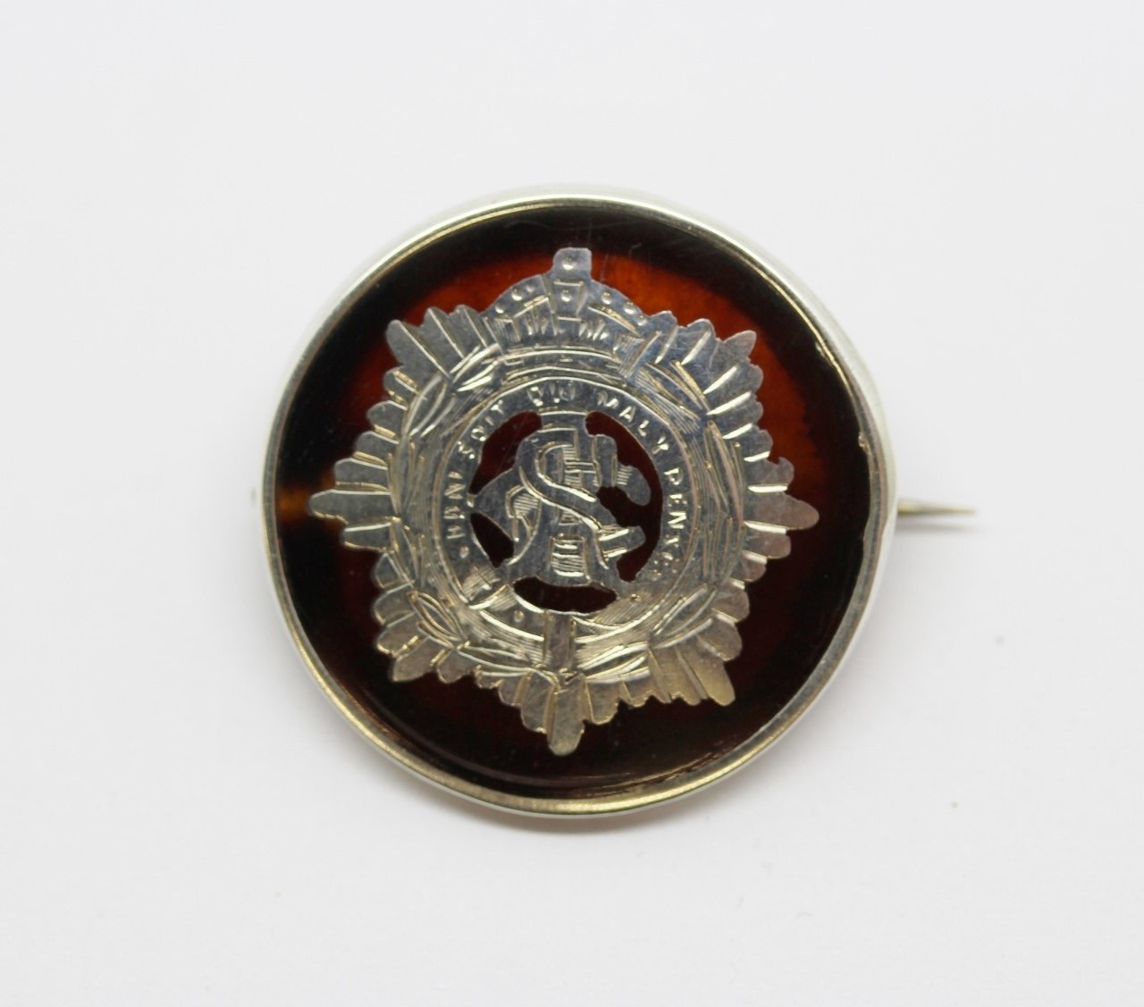 WW1 Army Service Corps (A.S.C.) 1915 Hallmarked Silver & Tortoiseshell Sweetheart Brooch