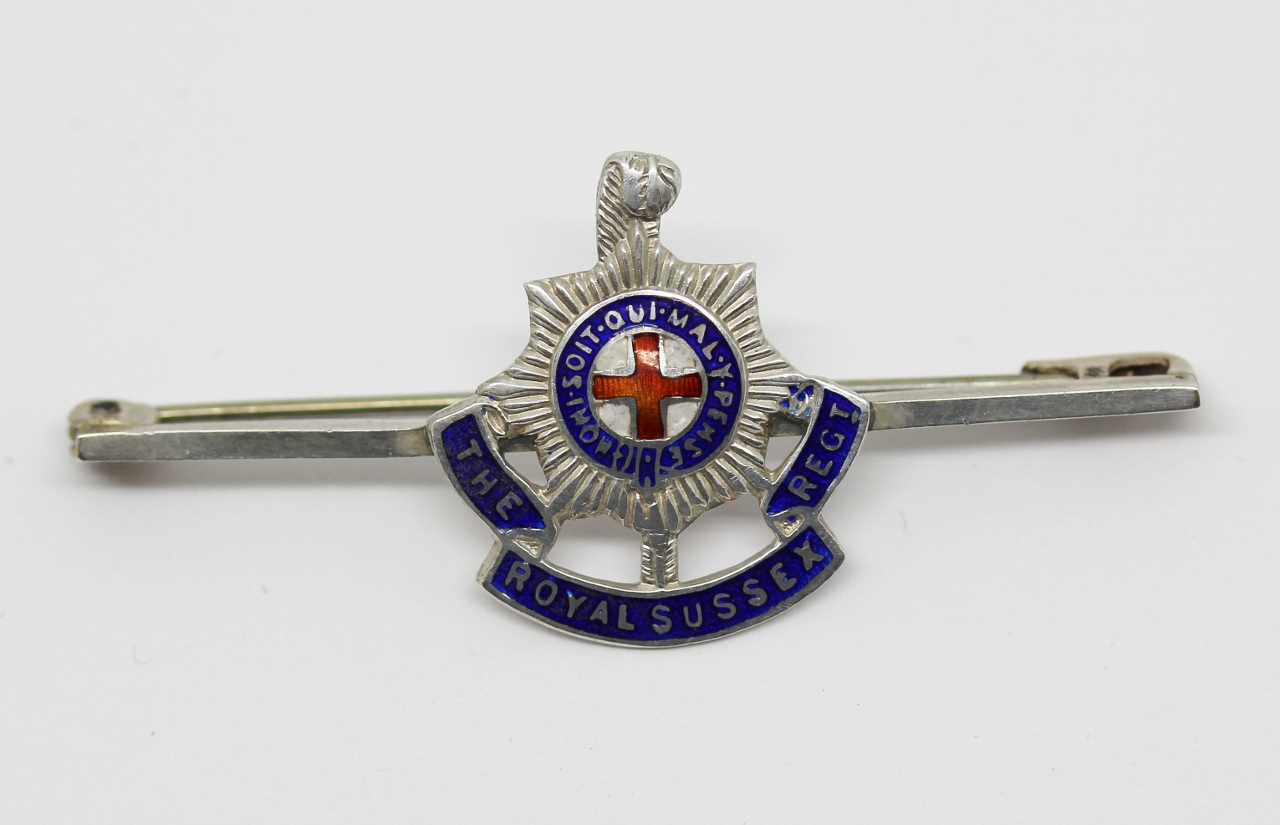 Royal Sussex Regiment Silver & Enamel Sweetheart Brooch