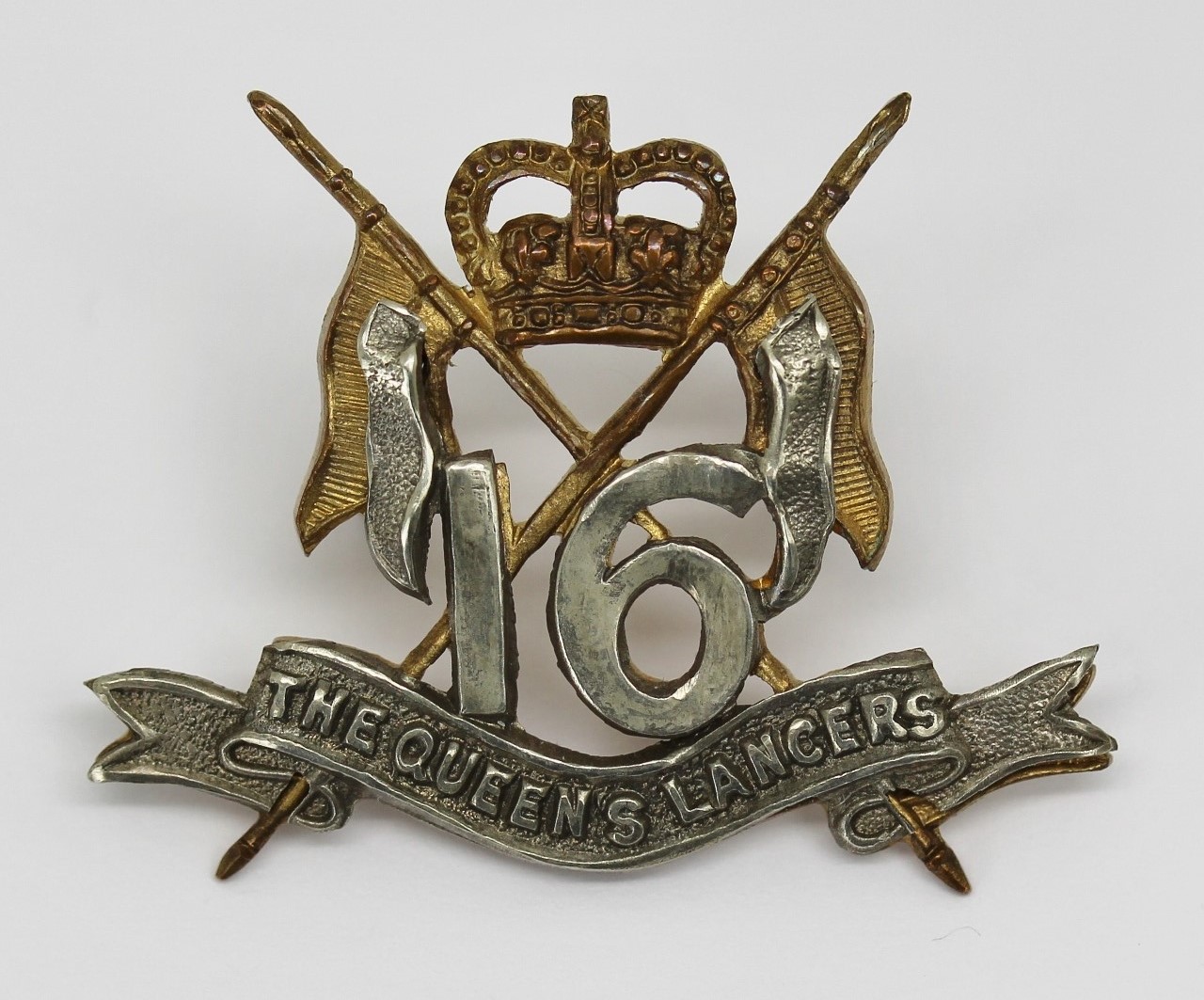 16th/5th Queen's Lancers Officer's Beret Badge - Queen's Crown