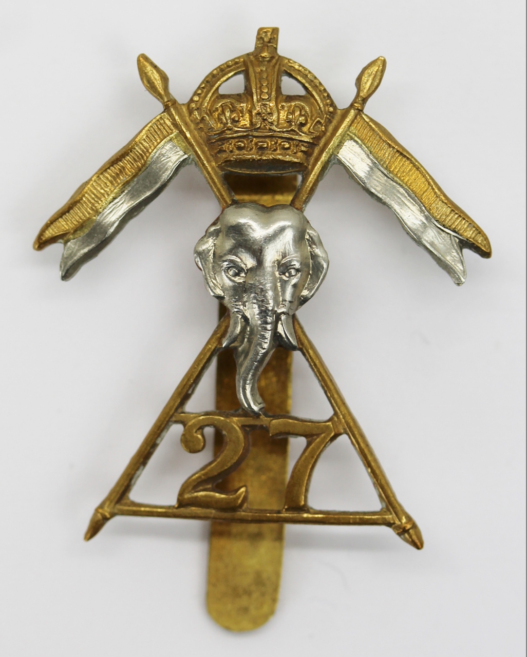 27th Lancers Cap Badge - King's Crown
