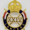 24th Lancers Officer's Cap Badge - King's Crown