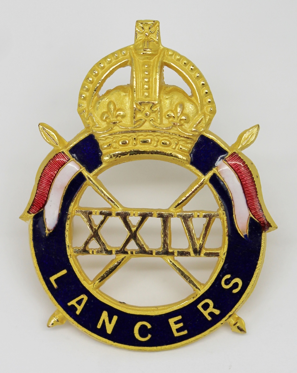 24th Lancers Officer's Cap Badge - King's Crown