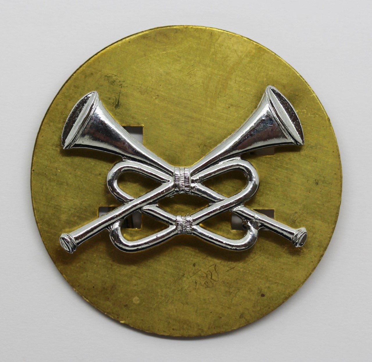 British Army Cavalry Trumpeters Chrome Arm Badge