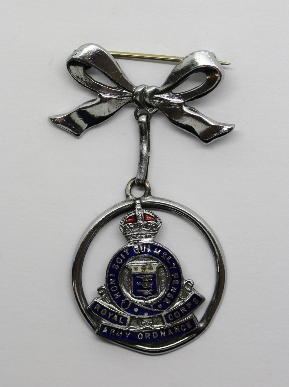 Royal Army Ordnance Corps (R.A.O.C.) Enamelled Sweetheart Brooch - King's Crown